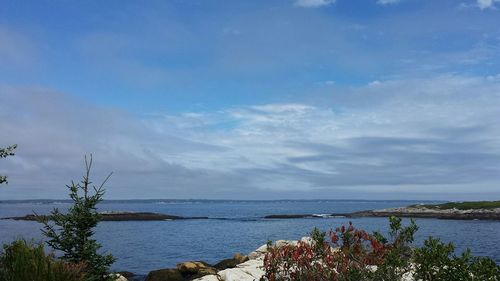 Scenic view of sea against cloudy sky