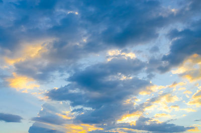 Low angle view of sky at sunset