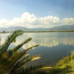 Scenic view of lake against sky