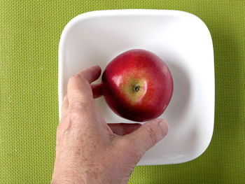 Close-up of hand holding apple