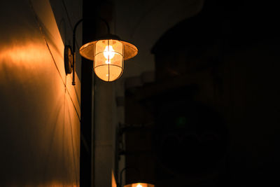 Illuminated lamp at night