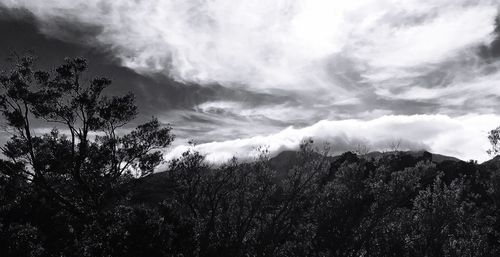 Scenic view of mountains against cloudy sky