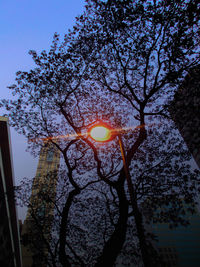 Low angle view of street light against sky