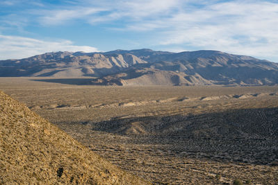 Scenic view of mountains against cloudy sky