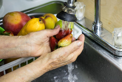 Cropped image of hand holding fruits