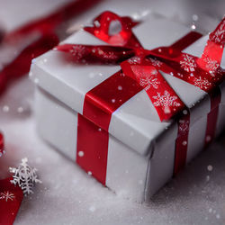 Close-up of christmas decorations on table