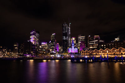 Illuminated city at night
