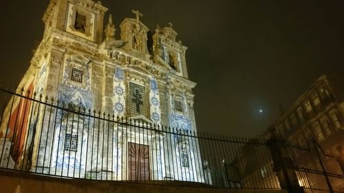 Low angle view of illuminated built structure