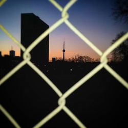 Communications tower against sky