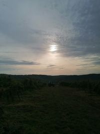 Scenic view of field against sky during sunset