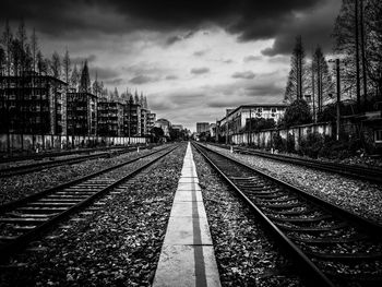 Railroad track against sky