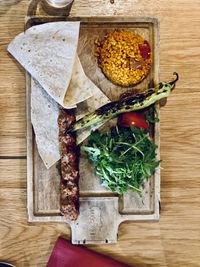 High angle view of food on table