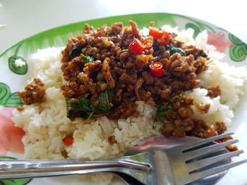 Close-up of meal served in plate