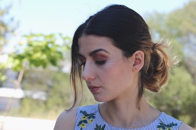 Close-up portrait of a young woman