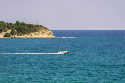 Scenic view of sea against clear sky