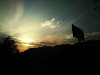 Scenic view of mountains at sunset