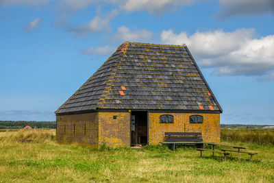 Texel, the netherlands, august 2021. autenthic barn for sheep on the isle of texel.