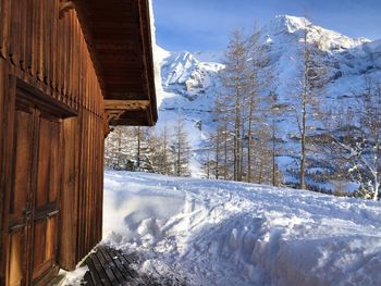 Snow covered mountain against sky