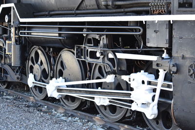 Close-up of train on railroad track