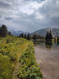 Scenic view of lake against sky