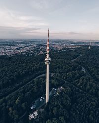 Aerial view of fernsehturm stuttgart tower