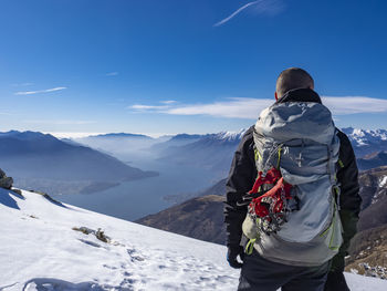 Trekking scene on the mountains of lake como