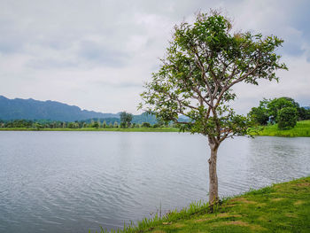 Scenic view of lake against sky