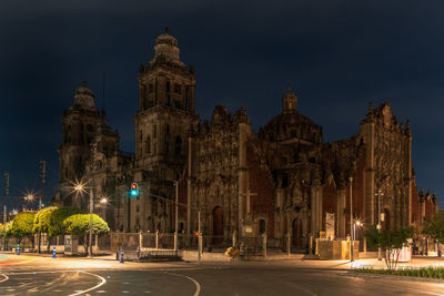 Night capture of the cathedral metroplitana in mexico city