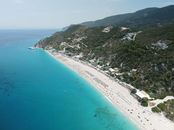 High angle view of beach against sky