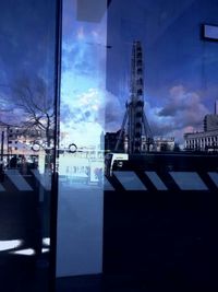 View of buildings against blue sky