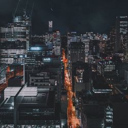 Illuminated city at night