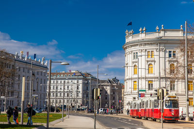 Rennweg street and the beautiful building of the house of industry in vienna