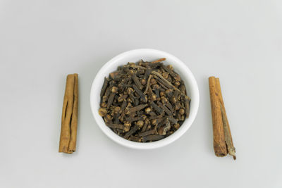 High angle view of food on white background