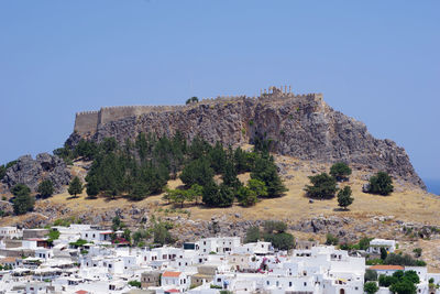 Panoramic shot of townscape against clear sky