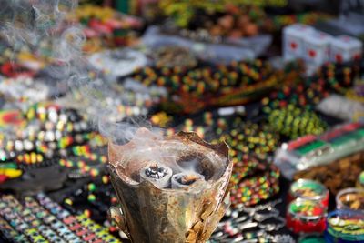 Smoke emitting from marijuana pot