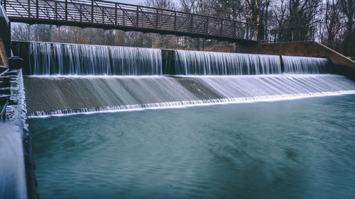 High angle view of dam in swimming pool