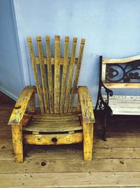 Empty chair against the wall