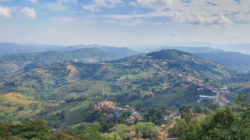 High angle view of townscape against sky