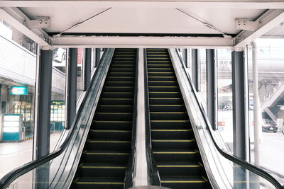 Low angle view of escalator