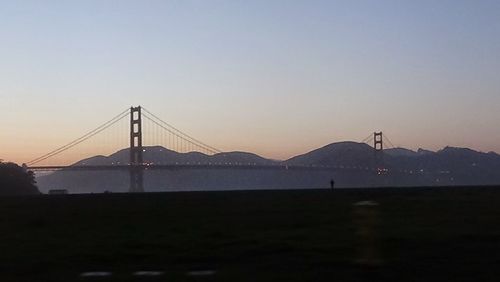 Suspension bridge over river