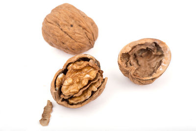 Close-up of bread against white background