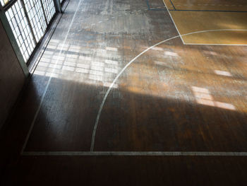 High angle view of old basketball field