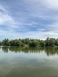 Scenic view of lake against sky