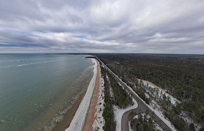 High angle view of beach against sky