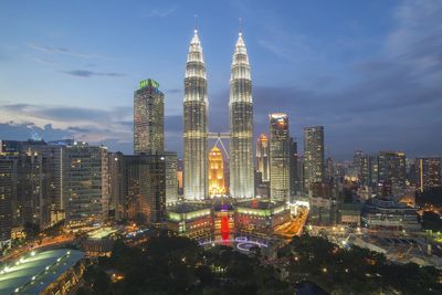 City lit up at night