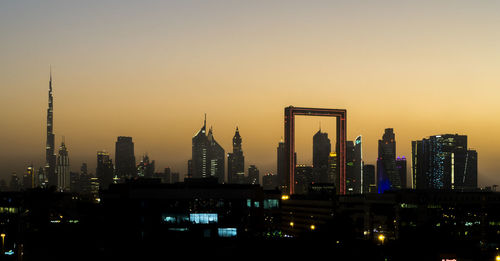 View of skyscrapers at night