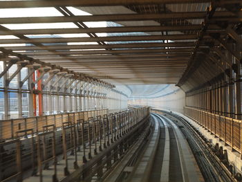 Railroad tracks on bridge