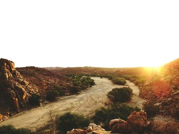 Scenic view of landscape against clear sky