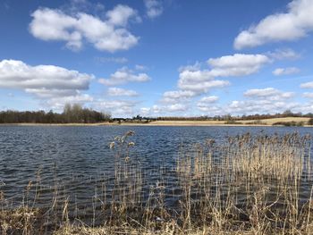 Scenic view of lake against sky