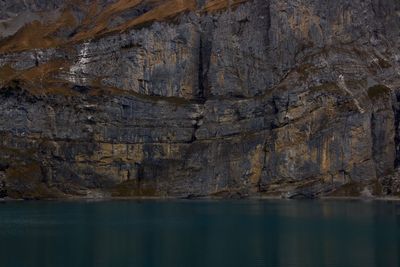 Lake against rock formations